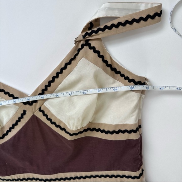 [SOLD] BCBG Maxazria Brown Tan Flare Summer Dress with sequin detail Size 6 - Picture 12 of 14